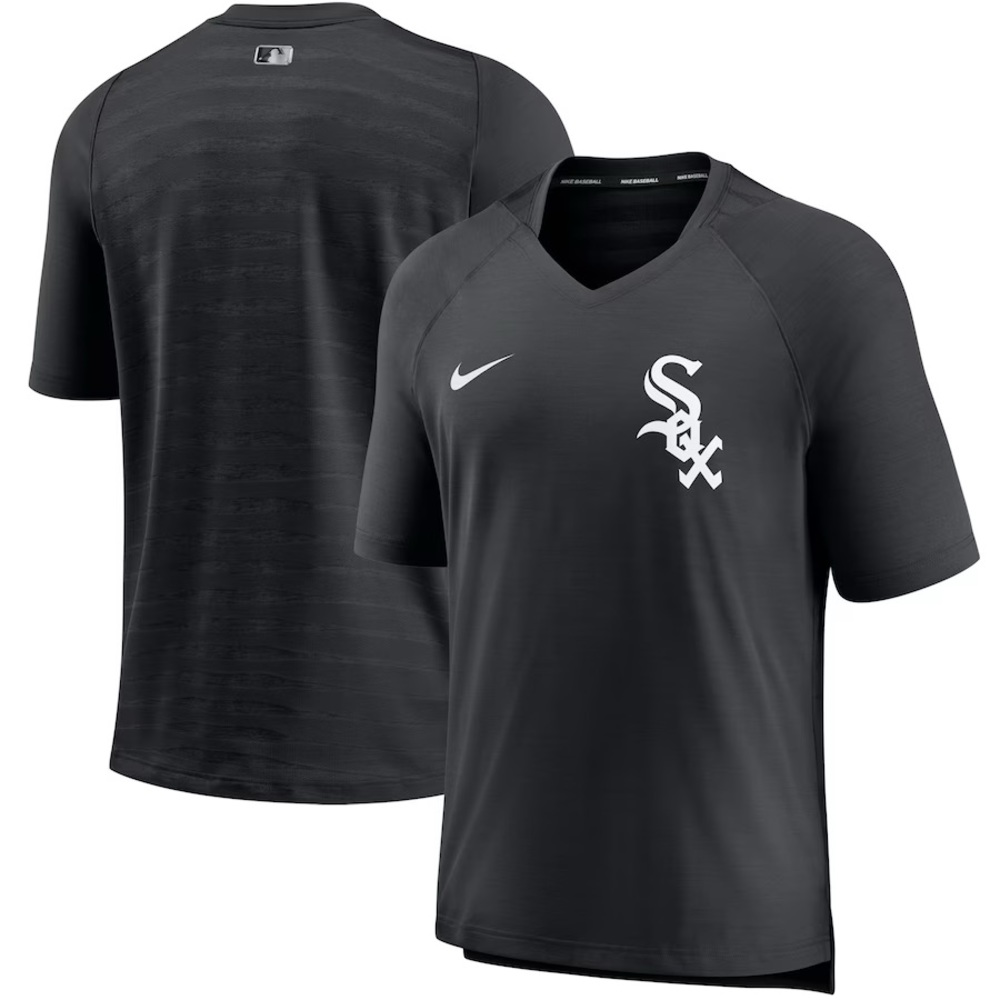 Men's White Sox Nike Black Authentic Collection Performance V-Neck T-Shirt